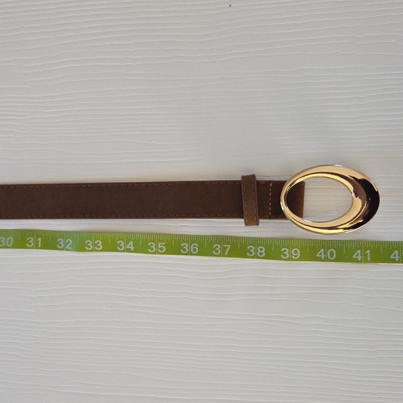 Brown Suede Like Belt with Gold Buckle - Picture 7 of 7